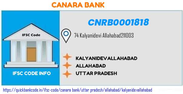 Canara Bank Kalyanidevallahabad CNRB0001818 IFSC Code