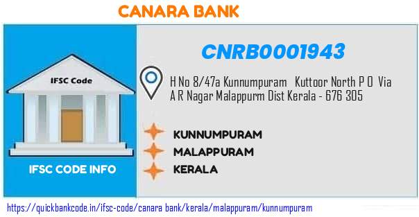 Canara Bank Kunnumpuram CNRB0001943 IFSC Code