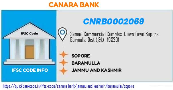 Canara Bank Sopore CNRB0002069 IFSC Code