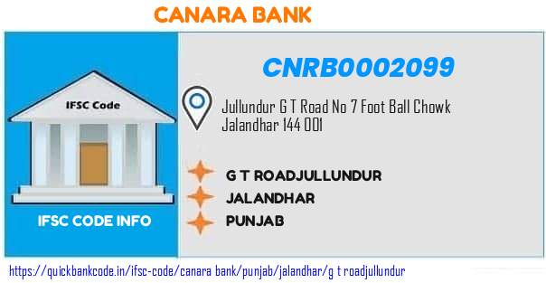 Canara Bank G T Roadjullundur CNRB0002099 IFSC Code