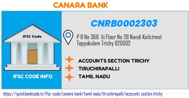 Canara Bank Accounts Section Trichy CNRB0002303 IFSC Code