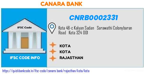 Canara Bank Kota CNRB0002331 IFSC Code