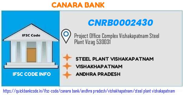 CNRB0002430 Canara Bank. STEEL PLANT, VISHAKAPATNAM