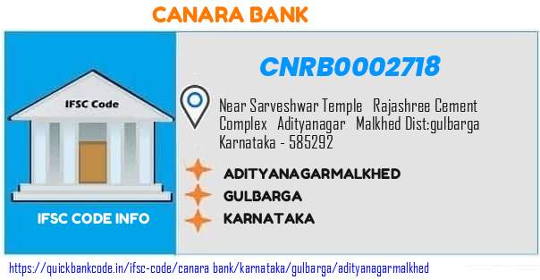 Canara Bank Adityanagarmalkhed CNRB0002718 IFSC Code