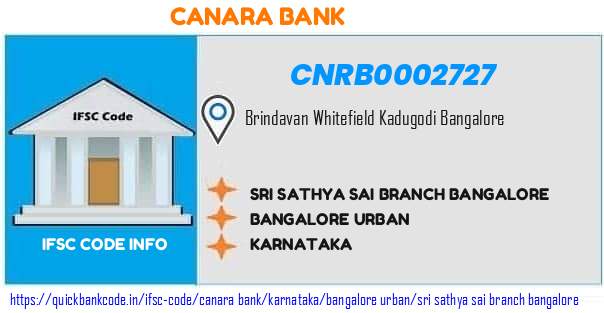 Canara Bank Sri Sathya Sai Branch Bangalore CNRB0002727 IFSC Code