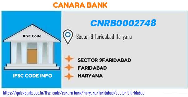 Canara Bank Sector 9faridabad CNRB0002748 IFSC Code