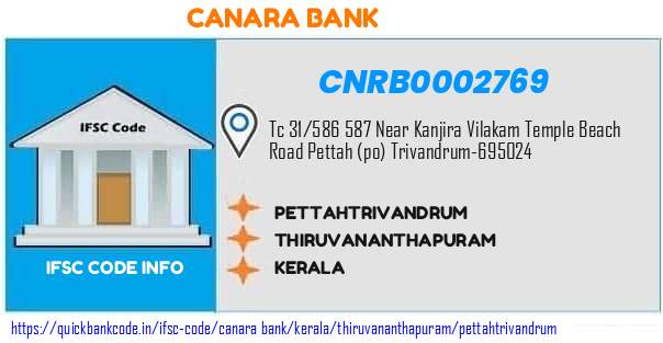 Canara Bank Pettahtrivandrum CNRB0002769 IFSC Code