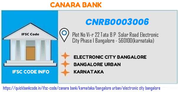 Canara Bank Electronic City Bangalore CNRB0003006 IFSC Code