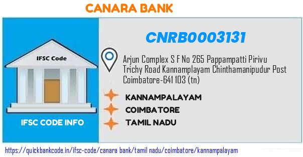 Canara Bank Kannampalayam CNRB0003131 IFSC Code