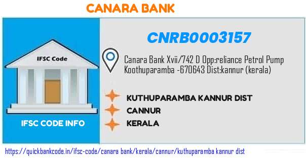 Canara Bank Kuthuparamba Kannur Dist  CNRB0003157 IFSC Code