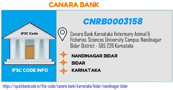 Canara Bank Nandinagar Bidar CNRB0003158 IFSC Code