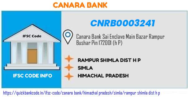 Canara Bank Rampur Shimla Dist H P CNRB0003241 IFSC Code