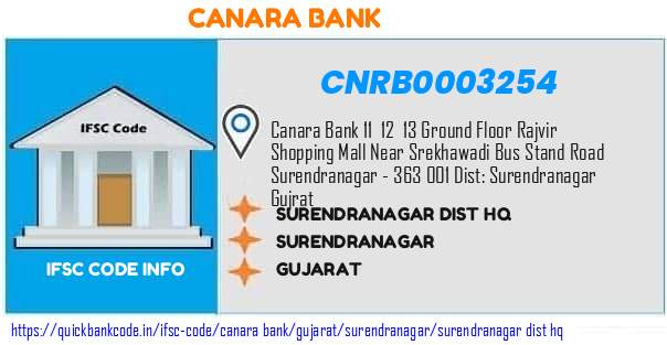 Canara Bank Surendranagar Dist Hq CNRB0003254 IFSC Code