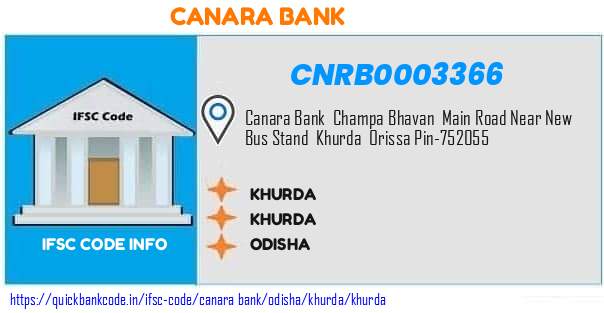 Canara Bank Khurda CNRB0003366 IFSC Code