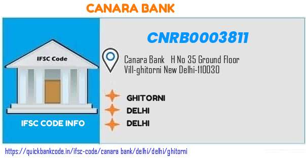 Canara Bank Ghitorni CNRB0003811 IFSC Code