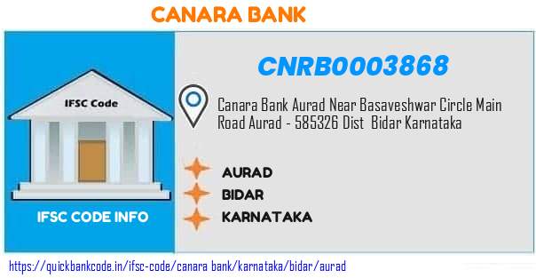 Canara Bank Aurad CNRB0003868 IFSC Code