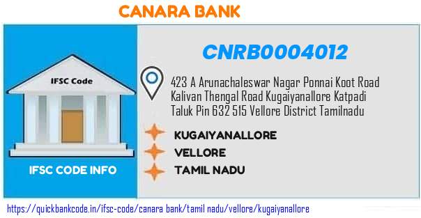 Canara Bank Kugaiyanallore CNRB0004012 IFSC Code