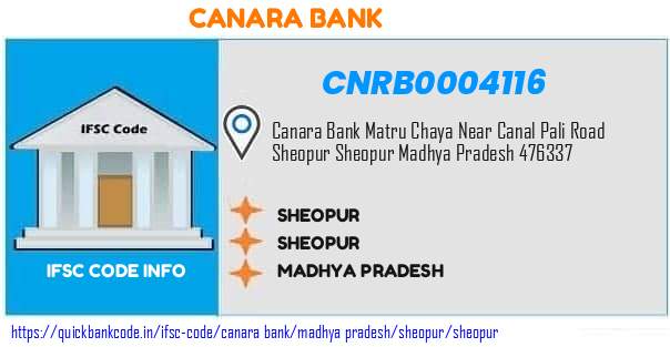 CNRB0004116 Canara Bank. SHEOPUR