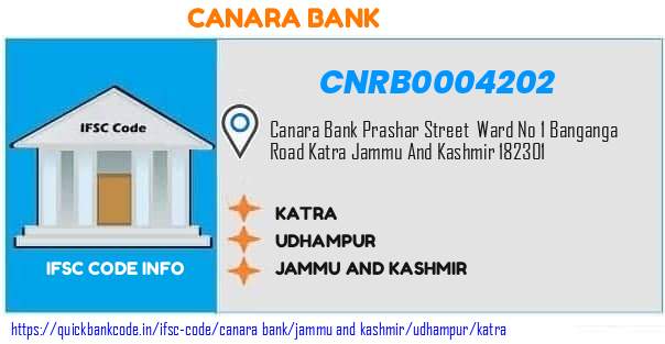 Canara Bank Katra CNRB0004202 IFSC Code