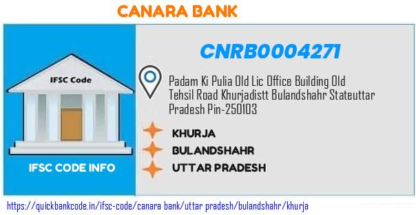 Canara Bank Khurja CNRB0004271 IFSC Code