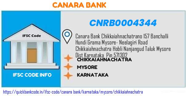 Canara Bank Chikkaiahnachatra CNRB0004344 IFSC Code