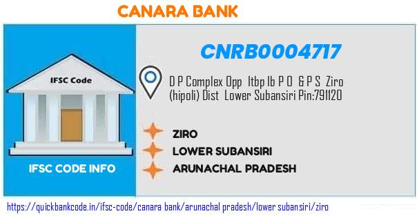 Canara Bank Ziro CNRB0004717 IFSC Code