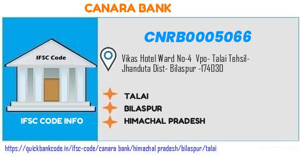 Canara Bank Talai CNRB0005066 IFSC Code