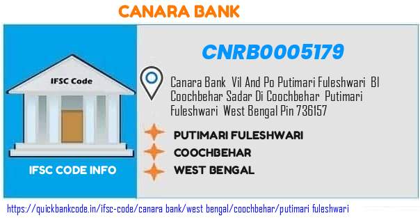 Canara Bank Putimari Fuleshwari CNRB0005179 IFSC Code