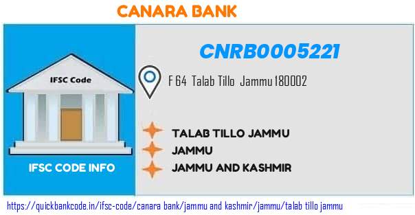 Canara Bank Talab Tillo Jammu CNRB0005221 IFSC Code