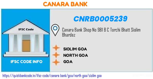 CNRB0005239 Canara Bank. SIOLIM GOA