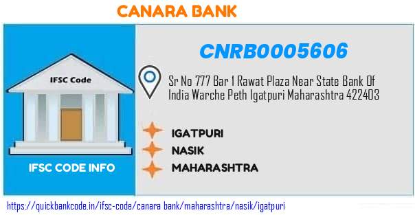 CNRB0005606 Canara Bank. IGATPURI