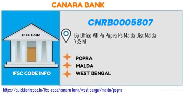 Canara Bank Popra CNRB0005807 IFSC Code