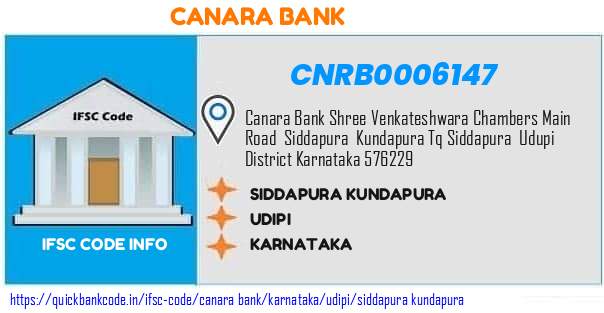 Canara Bank Siddapura Kundapura CNRB0006147 IFSC Code