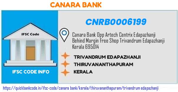 Canara Bank Trivandrum Edapazhanji CNRB0006199 IFSC Code
