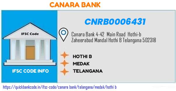 Canara Bank Hothi B CNRB0006431 IFSC Code