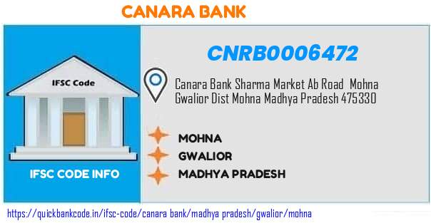 Canara Bank Mohna CNRB0006472 IFSC Code