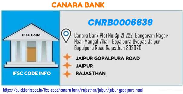 CNRB0006639 Canara Bank. JAIPUR GOPALPURA ROAD