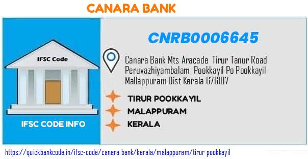 Canara Bank Tirur Pookkayil CNRB0006645 IFSC Code