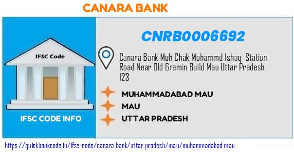 Canara Bank Muhammadabad Mau CNRB0006692 IFSC Code