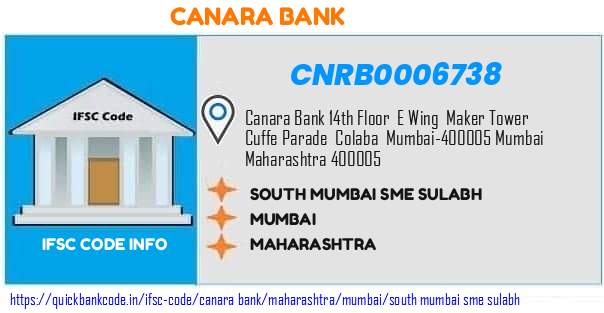 Canara Bank South Mumbai Sme Sulabh CNRB0006738 IFSC Code