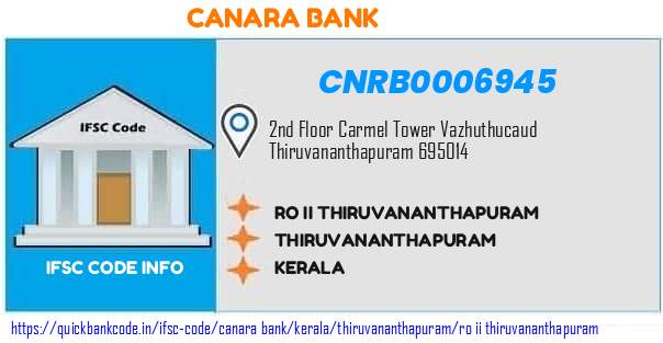 Canara Bank Ro Ii Thiruvananthapuram CNRB0006945 IFSC Code