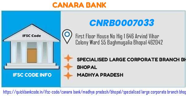 CNRB0007033 Canara Bank. SPECIALISED LARGE CORPORATE BRANCH BHOPAL