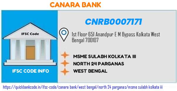 Canara Bank Msme Sulabh Kolkata Iii CNRB0007171 IFSC Code