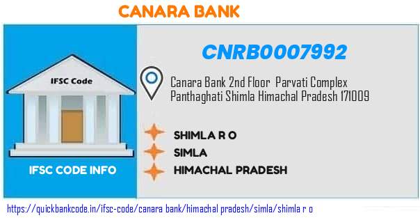 Canara Bank Shimla R O CNRB0007992 IFSC Code