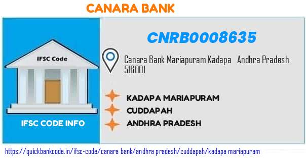 Canara Bank Kadapa Mariapuram CNRB0008635 IFSC Code