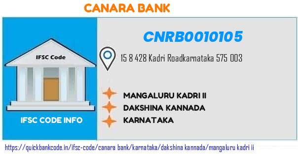 Canara Bank Mangaluru Kadri Ii CNRB0010105 IFSC Code