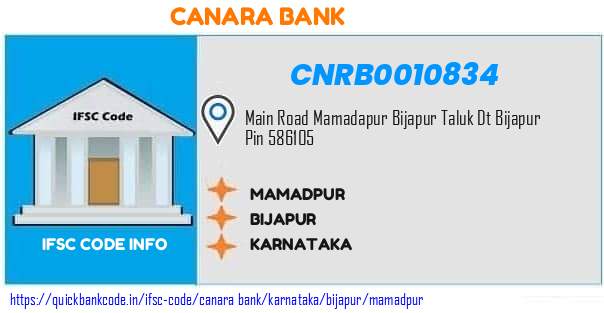 Canara Bank Mamadpur CNRB0010834 IFSC Code