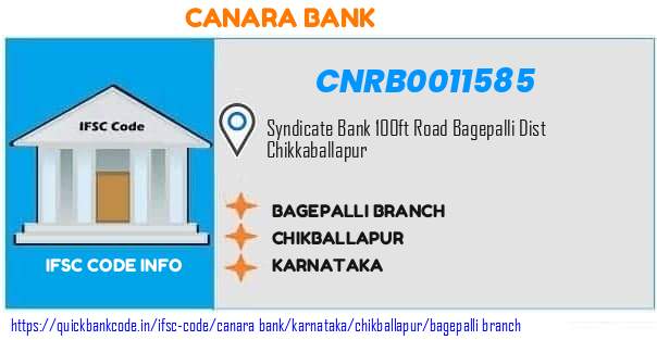 Canara Bank Bagepalli Branch CNRB0011585 IFSC Code