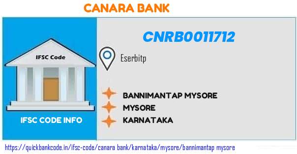 Canara Bank Bannimantap Mysore CNRB0011712 IFSC Code