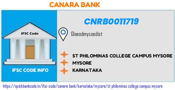 Canara Bank St Philominas College Campus Mysore CNRB0011719 IFSC Code